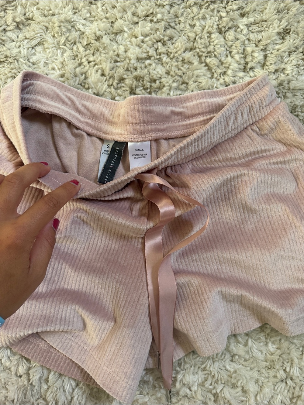 Ribbed Satin-Trim Lounge Shorts - Blush Pink